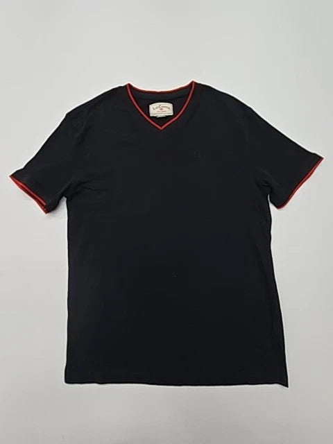 Lee Cooper Men's Black Ringer V-Neck T-Shirt Size S BNWT 100% Cotton