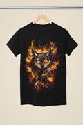 Fire Owl T-Shirt Unisex Demon Horned Owl Flame Black Graphic Tee