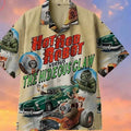 Mens Button Down Vintage Custom Garage Design Hawaiian Top Novelty Holiday Shirt