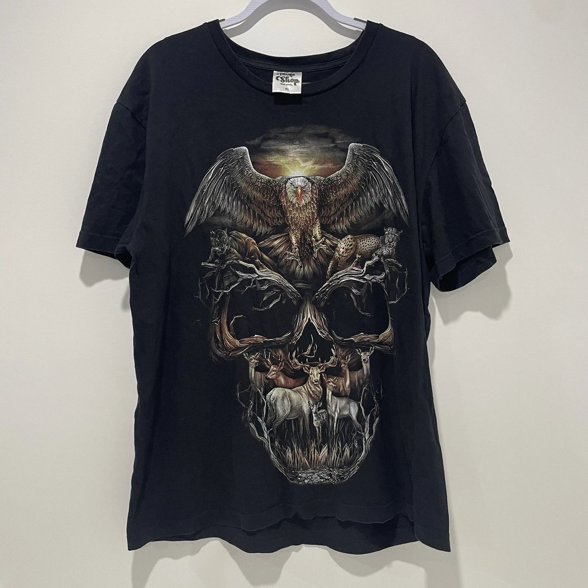Thrift Shop Urban Apparel Skull Animal Print  T-Shirt Size Xl Black