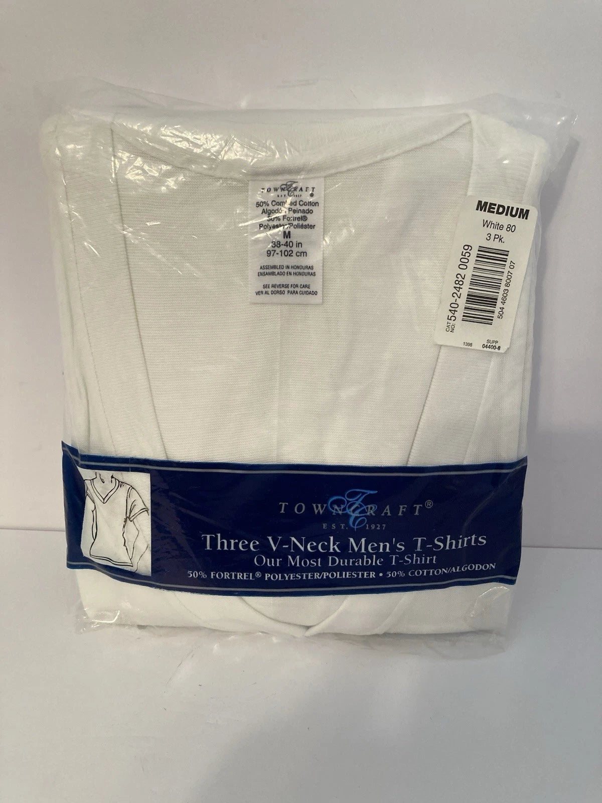 vintage jc penney men’s town craft 3 pack v-neck t-shirts size m new/sealed