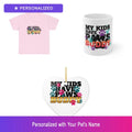 Custom Pet Paw Gift Set Shirt Mug Ornament Personalized Name Bundle