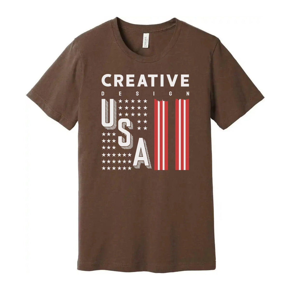 Unisex Graphic Tee With USA Flag Stripes Design And Creative Typography For Ever