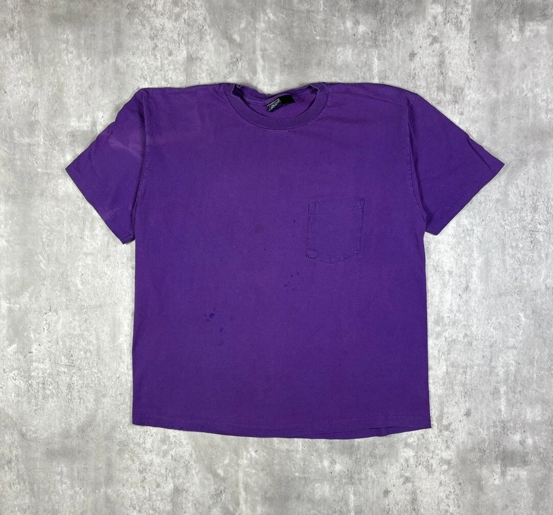 Vintage Blank Purple Pocket T-Shirt 90s size M