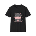 Cute Hippo Kawaii Cartoon Black Tee Adorable Animal Graphic T-Shirt
