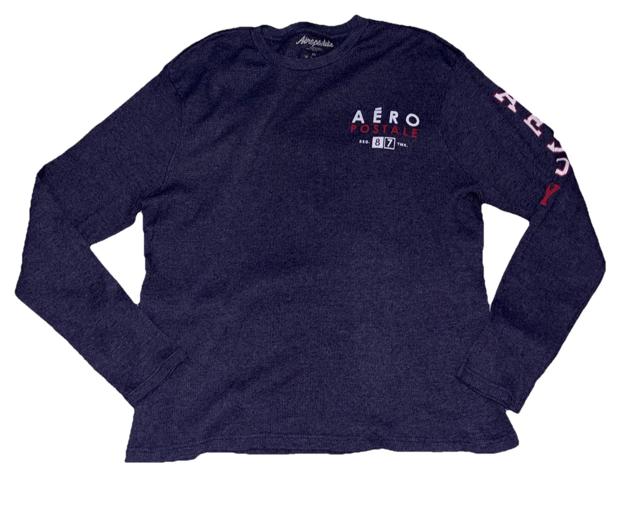 Aeropostale Y2K Spellout Waffle Knit Shirt SZ.2XL Mens  Long Sleeve