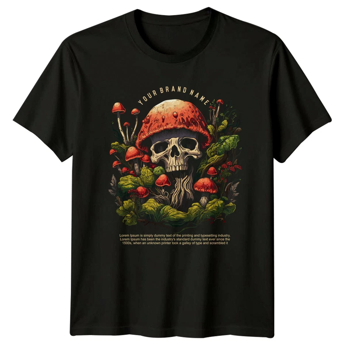 Mystical Skull Mushroom Woodland Art T-Shirt Mushroom Skull Nature Art Birthday