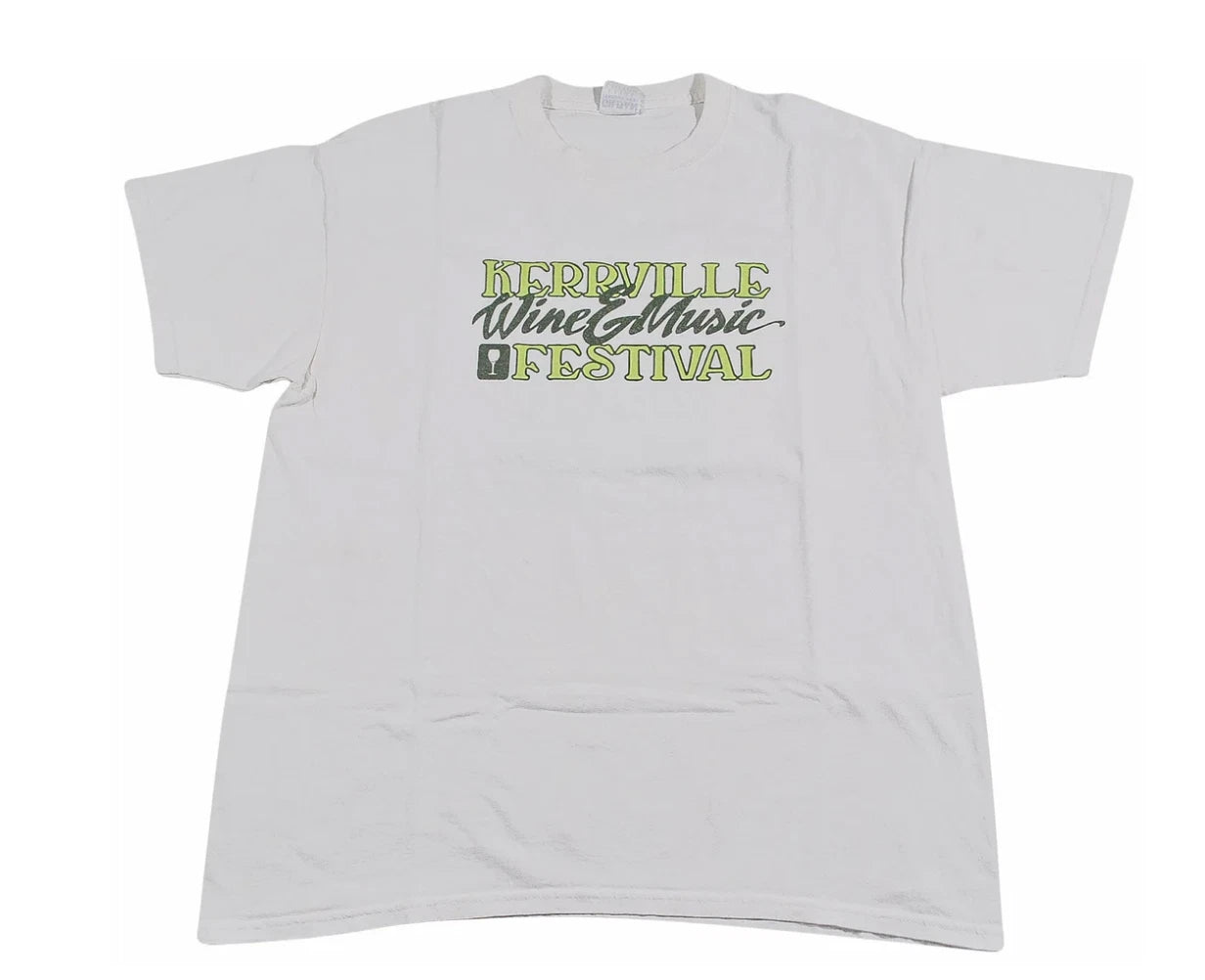 Vintage Kerrville Wine & Music Festival Band Tour White Shirt Size Large
