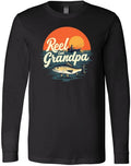 Reel Cool Grandpa Fishing Gift - Retro Sunset Outdoors Design T-Shirt