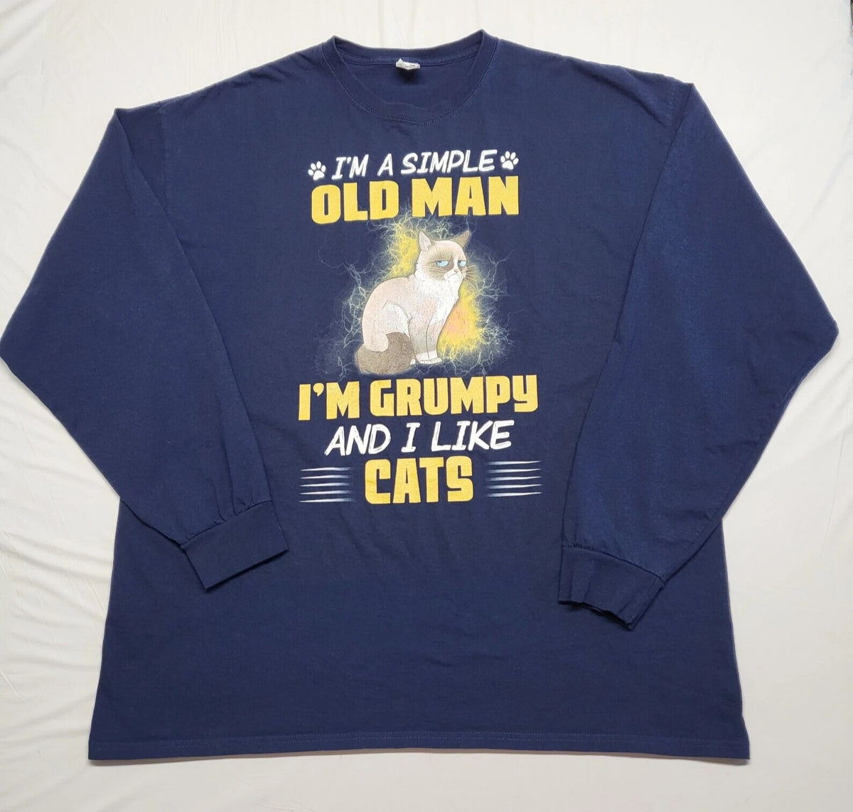 Grumpy Cat T Shirt 2XL Im A Simple Old Man Long Sleeve Grandpacore Cotton