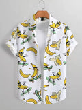 Mens Button Down Shirts Funny Banana Printed Hawaiian Tops Novelty Summer Gifts
