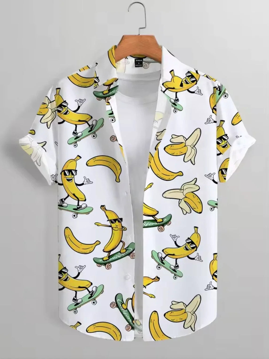 Mens Button Down Shirts Funny Banana Printed Hawaiian Tops Novelty Summer Gifts