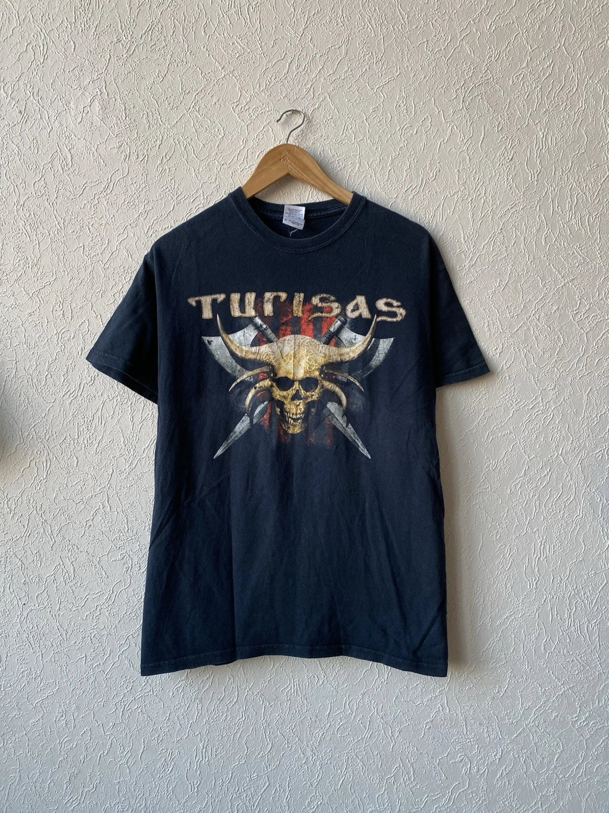 Vintage 2000s Turisas Metal Rock Band Skull T Shirt Y2K