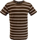 Mens Brown 60s 70s Retro Mod Striped T Shirt