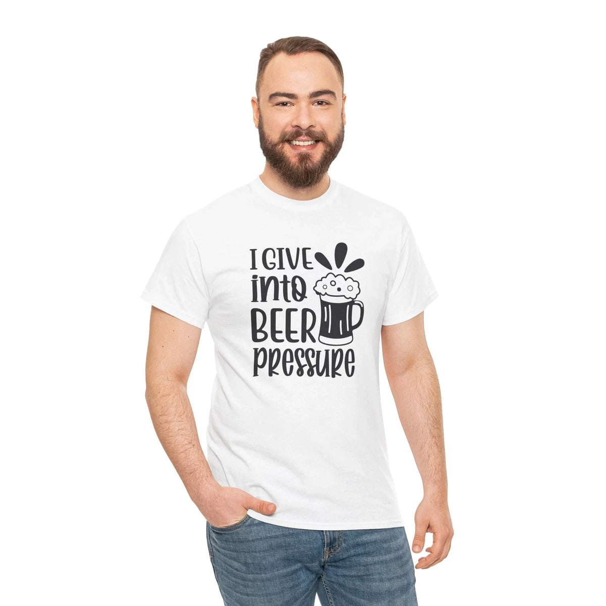 Outrageous Funny T-Shirt - Over-the-Top Hilarious Tee give into beer pressure