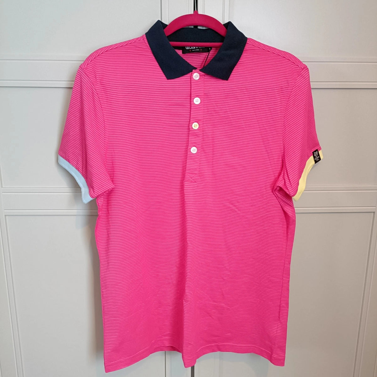 Urban Fox Dark Pink Stripe Mens Polo Shirt T-Shirt Size Large BNWT