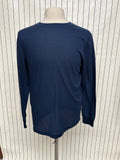 Perry Ellis Tee Shirt Mens Navy Thermal Fitted Long Sleeve Crew Neck Size L