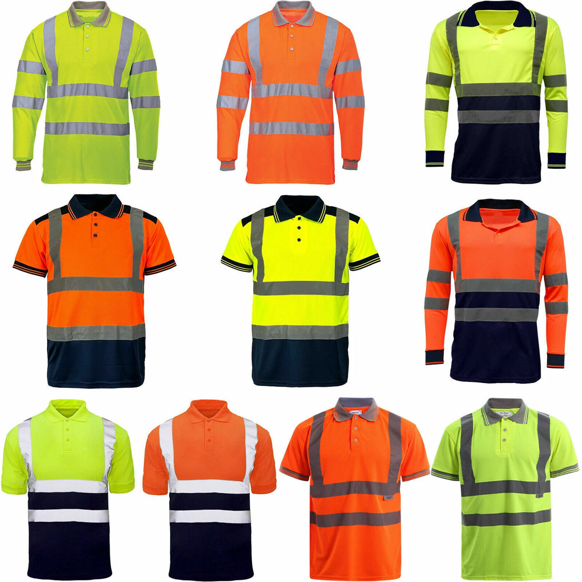 Hi Vis Viz T-Shirts High Visibility Reflective Tape Safety Security Work Top Uk