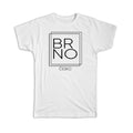 Gift T-Shirt : BRNO Czech Republic Square Modern Minimalist Font