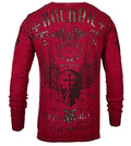 Archaic Affliction Men's Thermal shirt BLACK PRAYER Biker Tattoo Skull Red