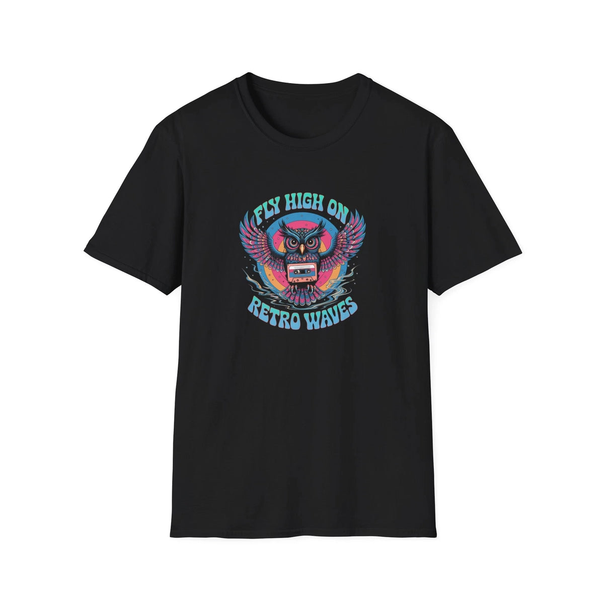 Retro Owl Graphic "Fly High" Softstyle T-Shirt, Vintage Vibe Tee, Casual Wear