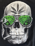 Skull Face Rare Graphic Art T Shirt Black sz Large Short Sleeve Cotton L Y2K