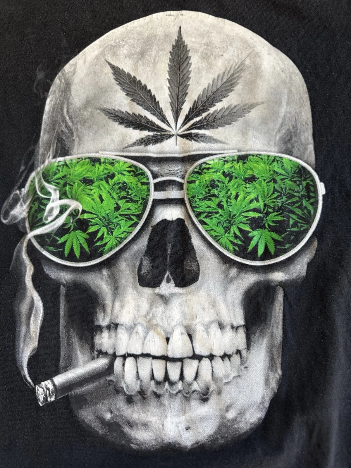 Skull Face Rare Graphic Art T Shirt Black sz Large Short Sleeve Cotton L Y2K