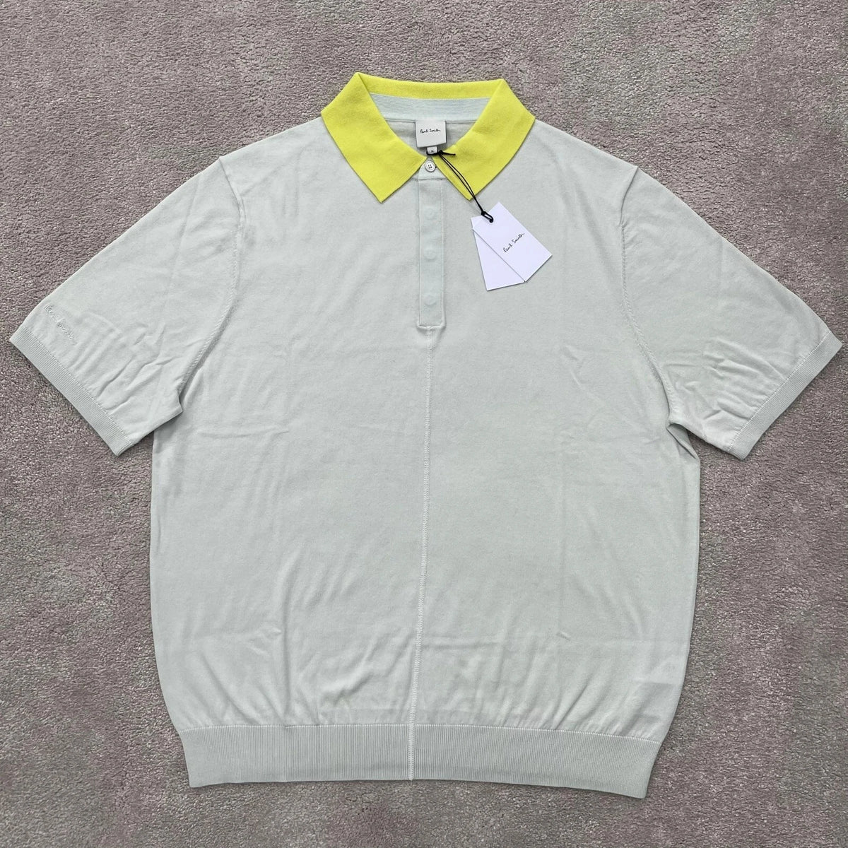 PS PAUL SMITH Mens Pullover SS Polo T Shirt Cotton XL  Mint Yellow BNWT RRP £195