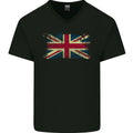 Distressed Great Britain Flag Union Jack UK Mens V-Neck Cotton T-Shirt