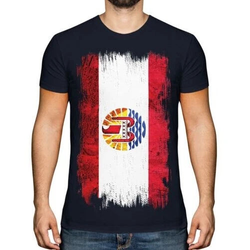 FRENCH POLYNESIA GRUNGE FLAG MENS T-SHIRT TEE TOP POLYNÉSIE FRANÇAISE POLYNESIAN