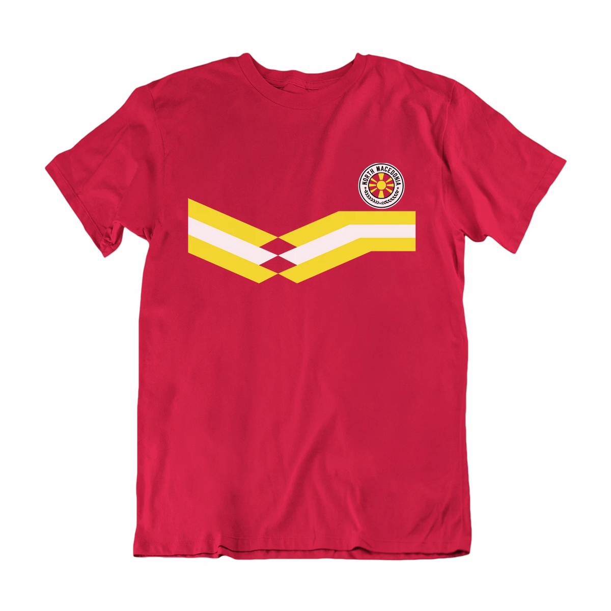 Mens NORTH MACEDONIA Retro Strip Style Football T-Shirt 2024 Tee Euro Shipping