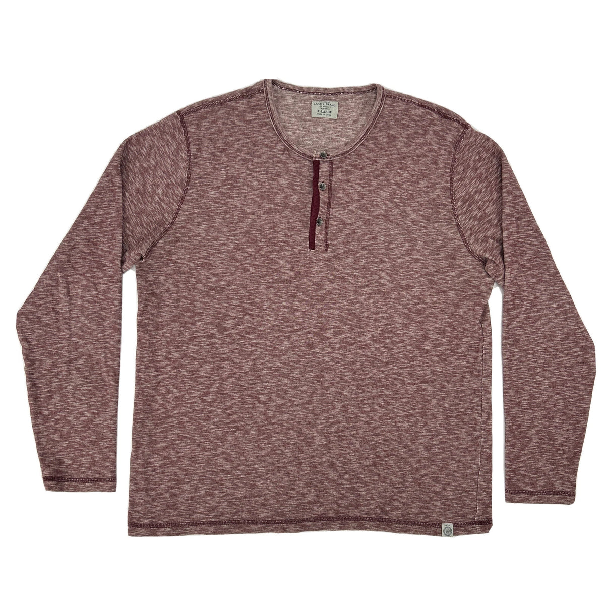 Lucky Brand Shirt Mens XL Red Heather Long Sleeve Henley
