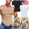 Men Slimming Body Shaper Vest Chest Compression Moobs T-Shirt Tank Top Workout