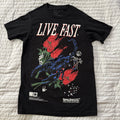 Reason Clothing Live Fast Graphic T-Shirt Black Size Medium Streetwear Tee