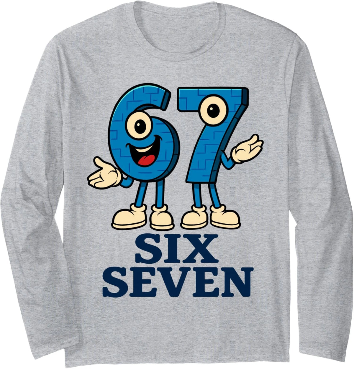Six Seven Funny Italian Brainrot Gaming Meme Long Sleeve T-Shirt