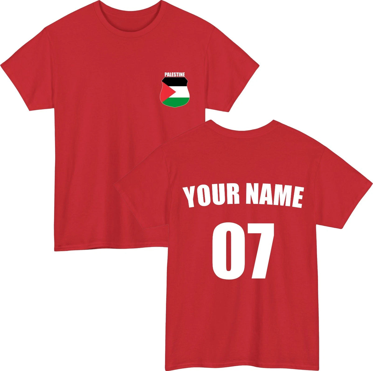 Personalised Palestine Football T-Shirt Custom Name Number Fan Gift Unisex Top