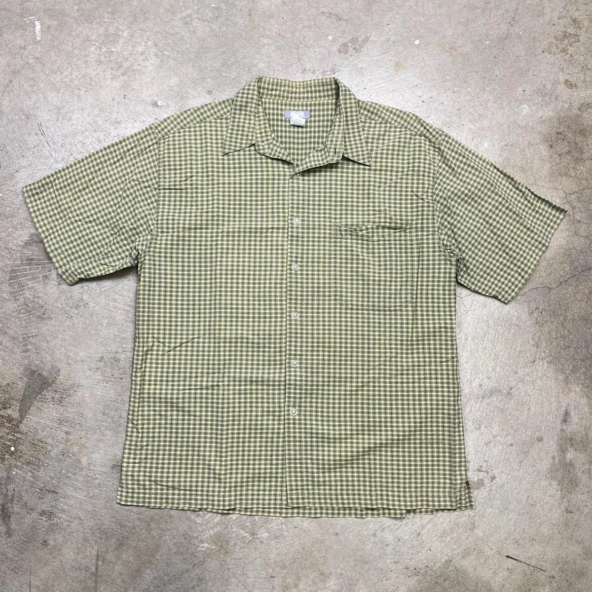 Vintage Utility Y2k Yellow plaid button up shirt large