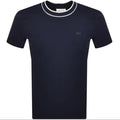 LACOSTE PIQUE COTTON TIPPED T-SHIRT NAVY BLUE SIZE (8) 3XL RRP £70 BNWT