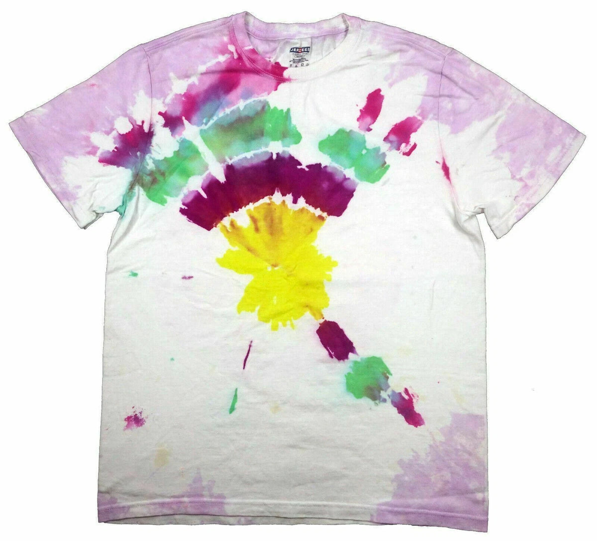 TIE DYE FLOWER DESIGN vintage t shirt hippie 100% cotton Small floral