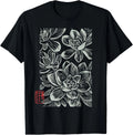 Japanese Boho Flowers _ Sumi-e Style Floral Botanical Art T-Shirt