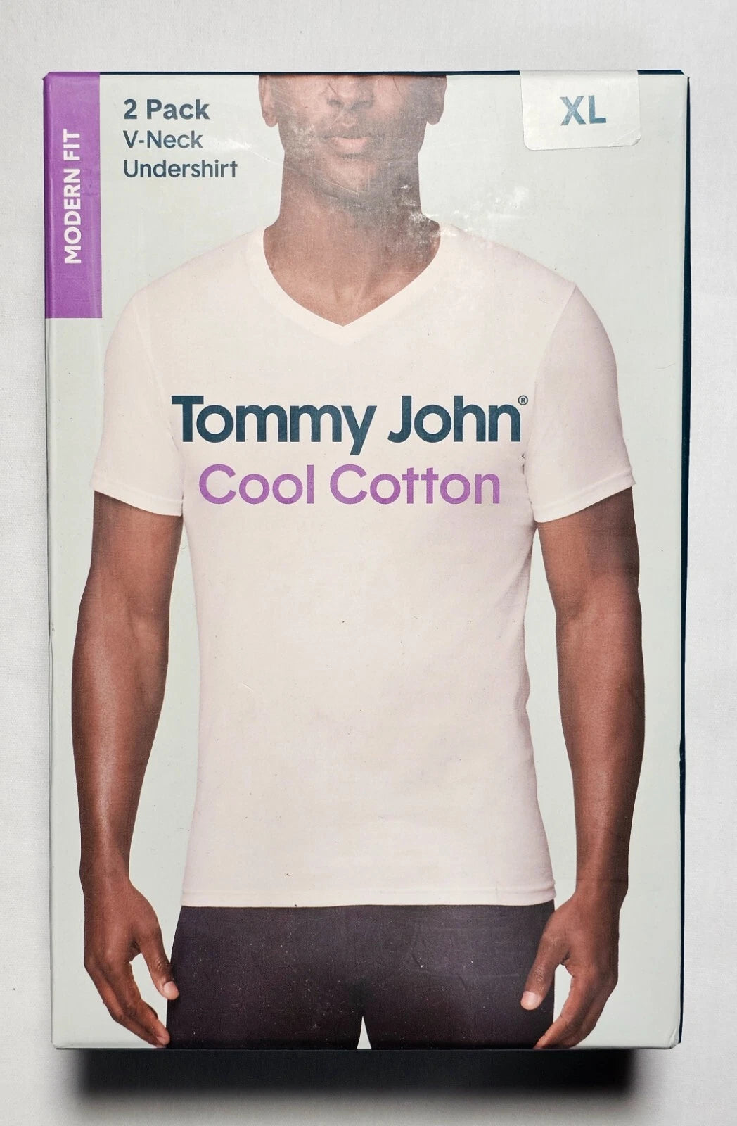 Tommy John Cool Cotton V-Neck Undershirt Modern Fit XL - White - 2-Pack