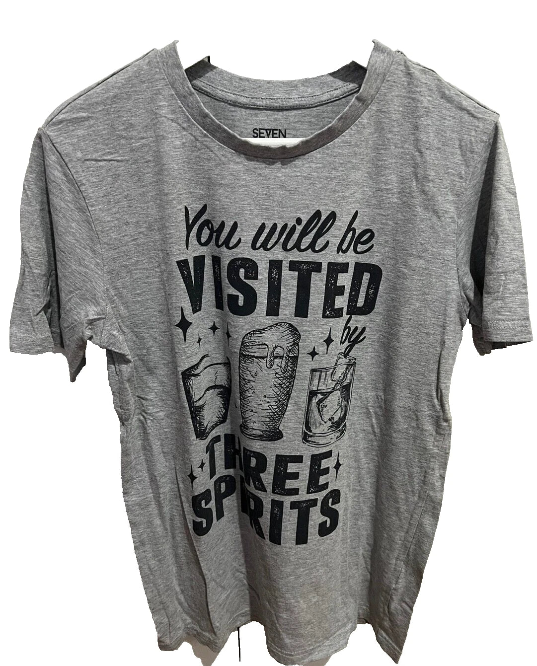 Crew Neck Gray Beer You will be visited three Sprits Top T Shirt Unisex M NEW