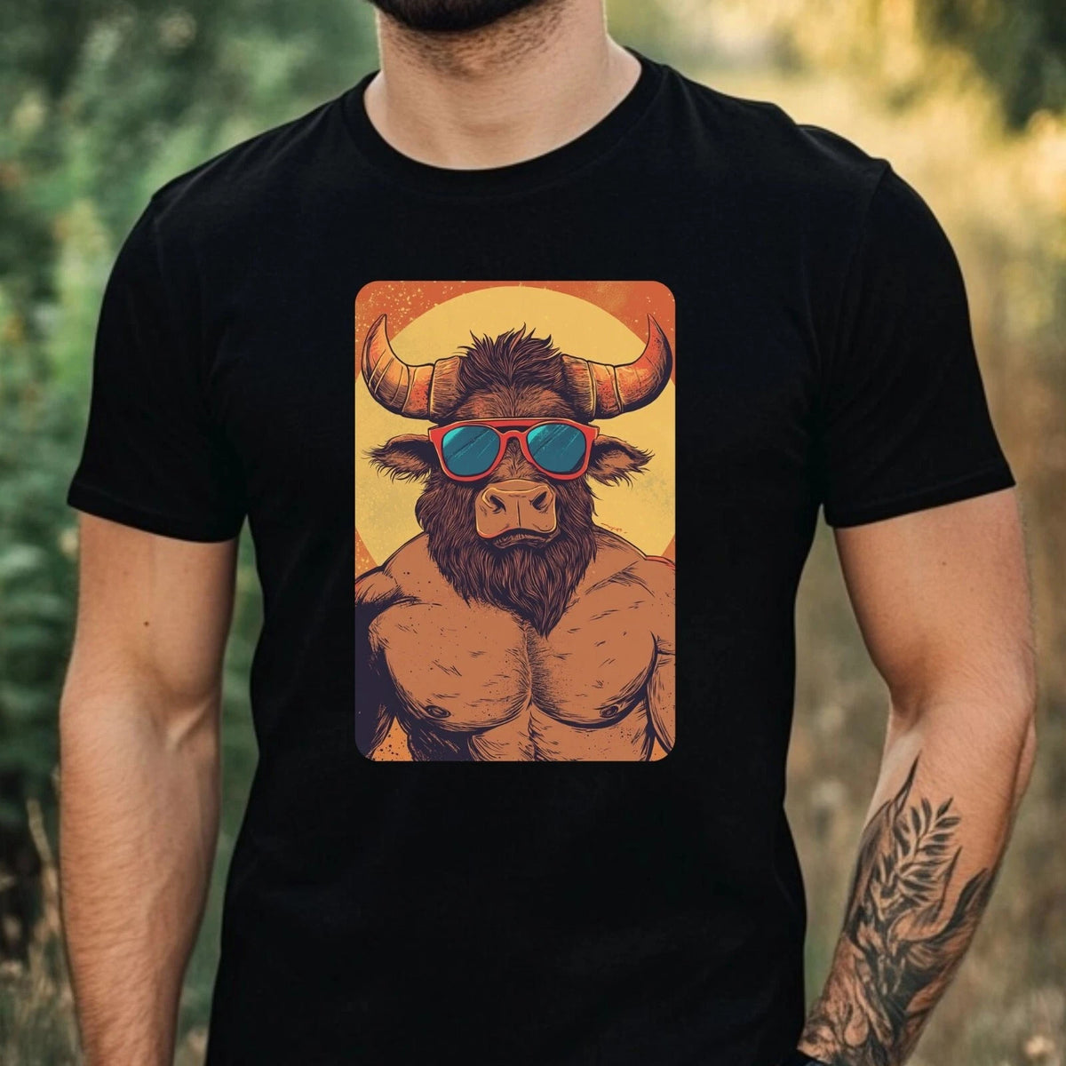 Mens Minotaur Sunglasses Cotton T-Shirt Size XS to 5XL