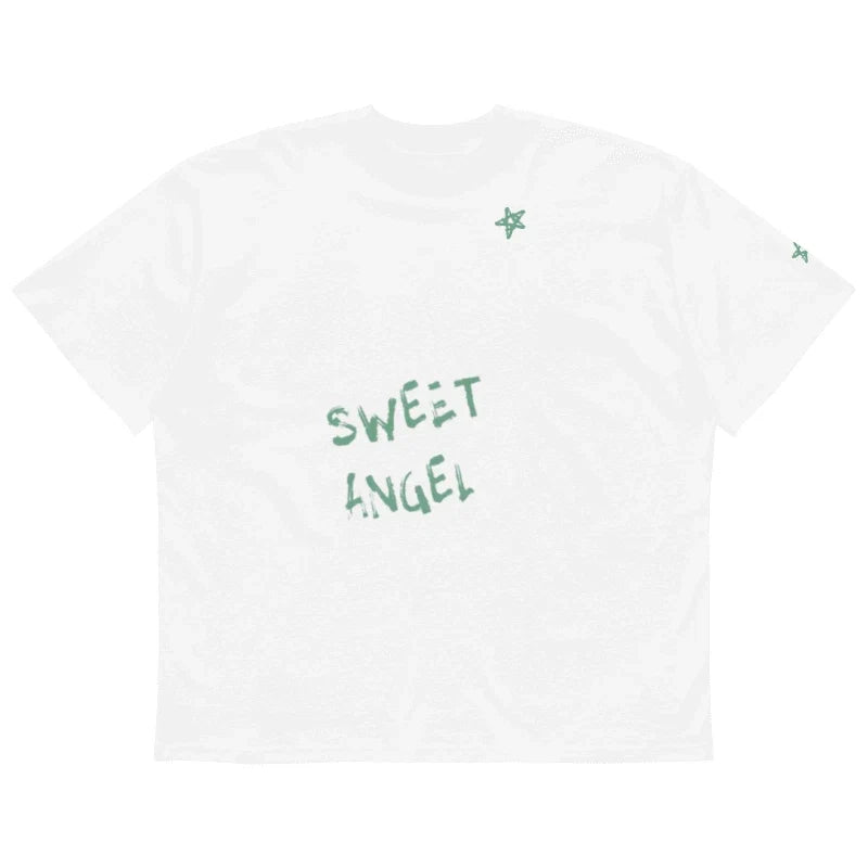 Unisex organic sweet angel + stars kawaii oversized high neck t-shirt