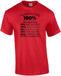 I always give 100% at work - 11% monday 27% tuesday - funny work office humor...