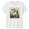 Vintage Halloween Graveyard Bats Moon Holidays Mens T-Shirt Womens Tee