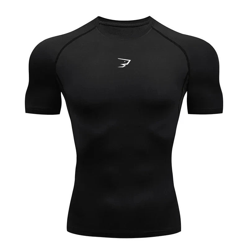 Hot Sale Gymshark Onyx VI Men's Seamless Shirt Black/Blue Compression