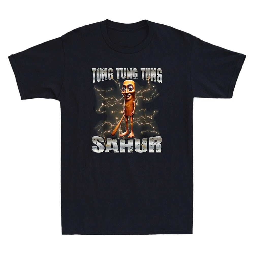 Tung Tung Tung Sahur Funny Brainrot Cartoon Graphic Humor Gen Z Men's T-Shirt
