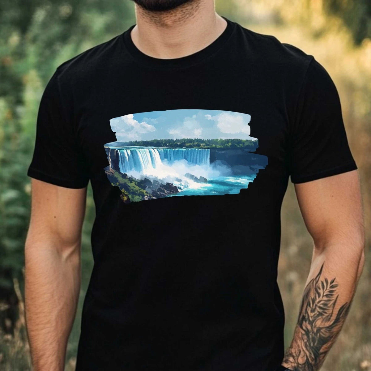 Mens Niagara Falls Motif Cotton T-Shirt Size XS to 5XL