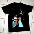 VTG Rare Retro Graphic T- shirt Allroit Small black floating space earth climate